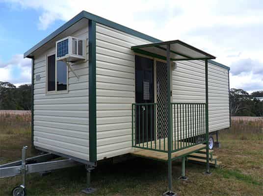 Interior of a Wheely Cabin showing kitchenette and living area