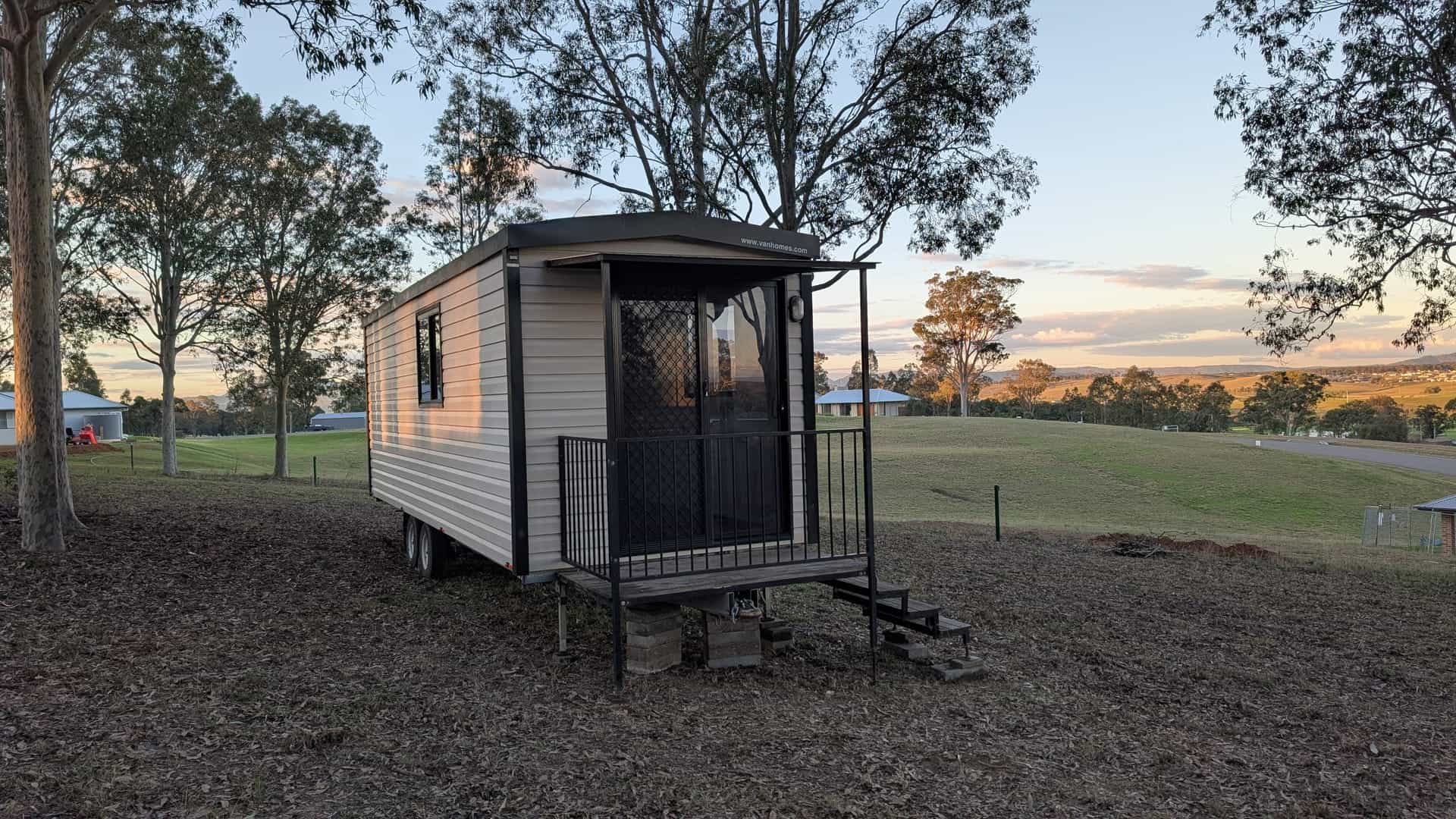 Portable granny flat hire delivered and set up in a forest area